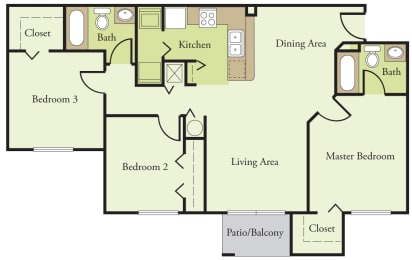 Three Bedroom Two Bathroom Floor Plan