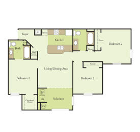 Three Bedroom Two Bathroom Floor Plan