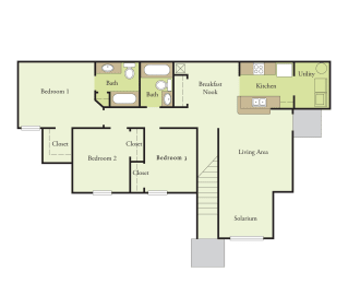 Three Bedroom Two Bathroom Floor Plan
