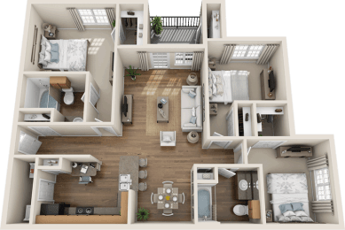 C1 Floor Plan 3 bedroom 2 bath