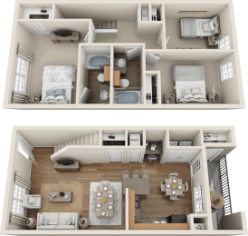 C3  Townhouse Floor Plan 3 bedroom 2 bath