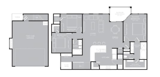 Three bedroom floorplan