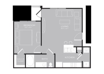 One bedroom floorplan