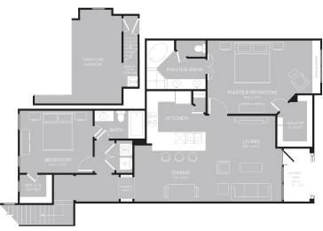 1024 × 1024 plan of a floor plan of an apartment with roommates