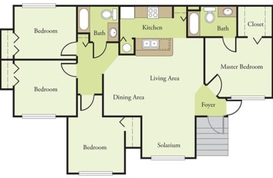 Four Bedroom Two Bathroom Floor Plan