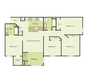 Four Bedroom Two Bathroom Floor Plan