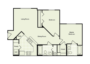 2 bedroom 2 bath 903 sqft floorplan