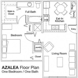 One Bedroom One Bathroom Floor Plan 685 Square Feet