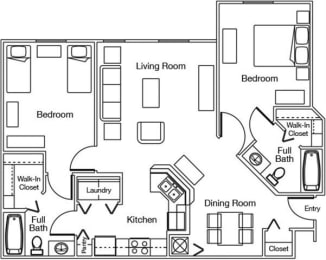 B1 - Two Bedroom Floor Plan