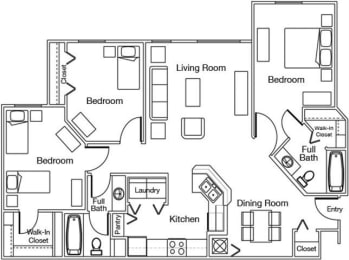 C1 - Three Bedroom Floor Plan