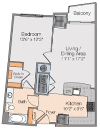 Floor plan 1 bed 1 bath