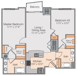Floor plan 2 bed 2 bath