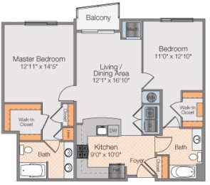 Floor plan 2 bed 2 bath
