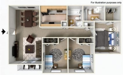 A series of images showing different room layouts for illustration purposes.