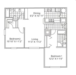 2 bedroom 2 bathroom floor plan