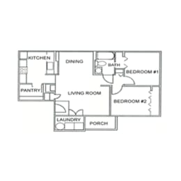A black and white diagram of a house layout with labeled rooms.