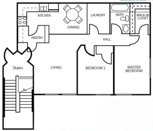 Two Bedroom One Bathroom Floorplan