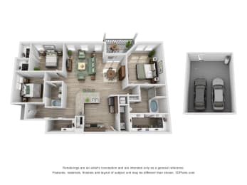 3 bedroom 2 bathroom floorplan