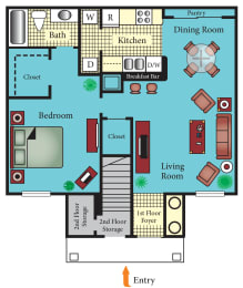 1 Bedroom 1 Bathroom Floor Plan
