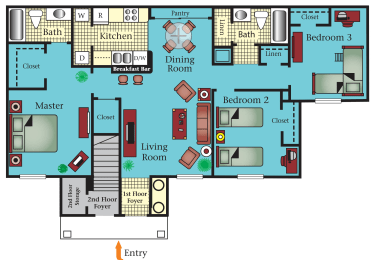 3 Bedroom 2 Bathroom Floor Plan