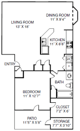 A1 floor plan 1 Bed 1 Bath