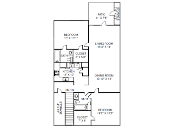 B2 floor plan 2 Bed 2 Bath