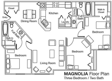 Three bedroom two bath floor plan