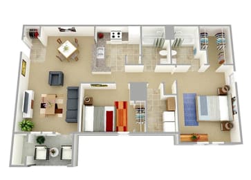 Two Bedroom Two Bathroom 988 sqft