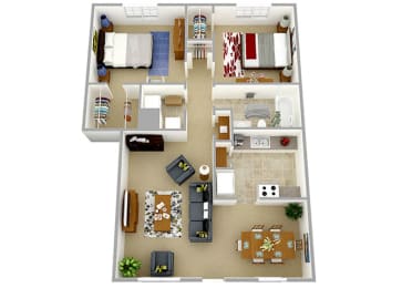 2 Bedroom 2 Bathroom Floor Plan