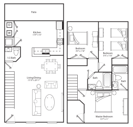 Riverside Floor Plan 3 bed 2.5 bath