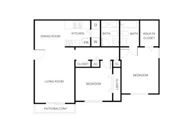 two bedroom two bathroom floorplan