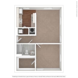 1 Bedroom 1 Bathroom Floor Plan