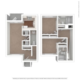 2 Bedroom 2 Bathroom Floor Plan