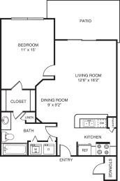 1 bedroom 1 bathroom floor plan
