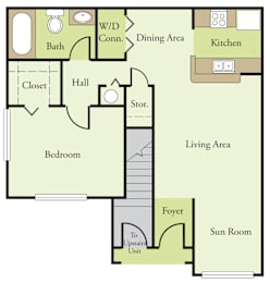 One bedroom one bathroom floorplan