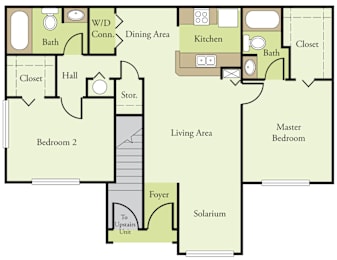 Two Bedroom Two Bathroom Floor Plan