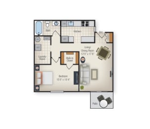 1 bedroom 1 bathroom floorplan