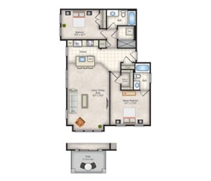 a floor plan of a two bedroom apartment