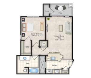 a floor plan of a 1 bedroom apartment