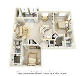 2 bed 2 bathroom floorplan
