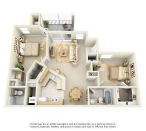 2 bed 2 bathroom floorplan
