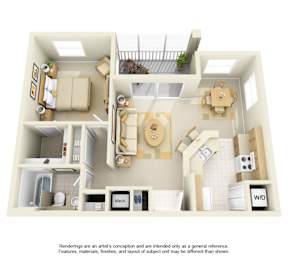 1 bedroom 1 bathroom floorplan
