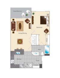 a floor plan of a 1 bedroom