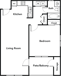 Floor plan 1 bed 1 bath