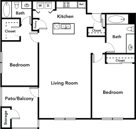 Floor plan 2 bed 2 bath