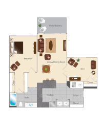 a floor plan of a 1 bedroom