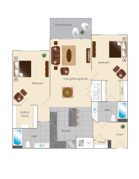 a floor plan of a 2 bedroom
