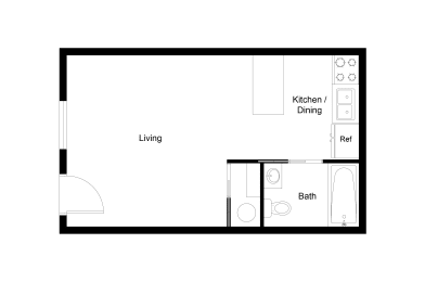 Studio with One Bathroom Floor Plan A0  400 SF