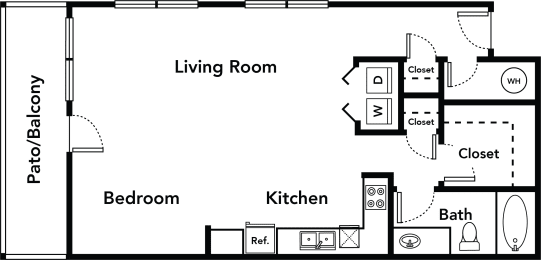 Floor plan Studio with one bath