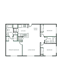 A floor plan of a house with a living room, dining room, kitchen, and four bedrooms.